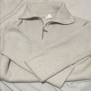 H&M Cream Half-Zip Sweater
